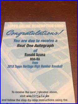 2018 Topps Heritage High Number Ronald Acuna Jr Real One Autograph Redemption