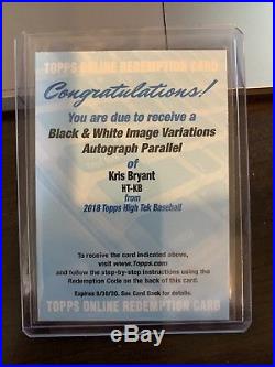 2018 Topps High Tek Kris Bryant Cubs Black And White Variation Auto Redemption