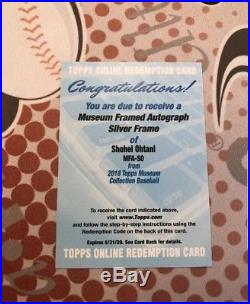 2018 Topps Museum Shohei Ohtani Auto Silver FRAMED /15 Redemption