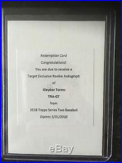 2018 Topps Series 2 Gleyber Torres Target Exclusive Redemption Auto Maybe 1/1