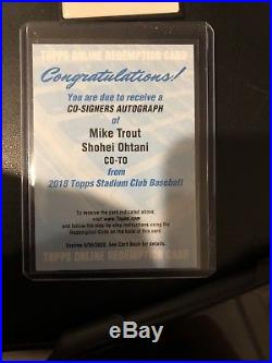 2018 Topps Stadium Club Co-signers Redemption Of Mike Trout And Shohei Ohtani
