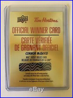 2019-20 Tim Hortons Connor McDavid NHL Jersey Relics Redemption Card Unscratched