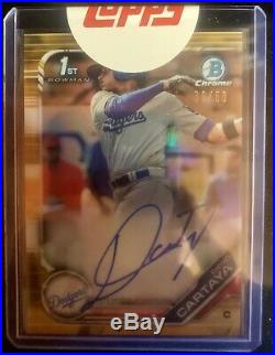 2019 Bowman Chrome DIEGO CARTAYA Gold Refractor Auto /50 Redemption RC Dodgers