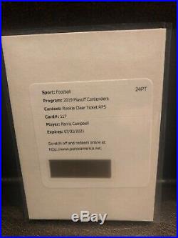 2019 Contenders Parris Campbell Rookie CLEAR Ticket Auto #/10 Redemption Colts