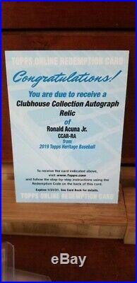 2019 HERITAGE RONALD ACUNA JR Clubhouse Collection Auto Relic Redemption ATL/25
