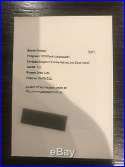2019 IMPECCABLE ROOKIE AUTO FOTL DREW LOCK RPA /19 Helmet And Cleat Redemption