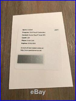 2019 Panini contenders DREW LOCK Rookie Playoff Ticket RPS RC Redemption Auto