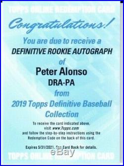 2019 Topps Definitive Pete Alonso Rookie RC Autograph Auto /50 Mets Redemption