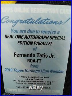 2019 Topps Heritage High Fernando Tatis Auto Redemption SpEd. Free Priority Ship