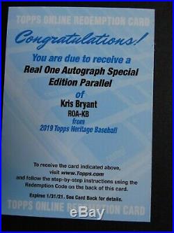2019 Topps Heritage Kris Bryant Special Edition Parallel Red Auto Redemption /70