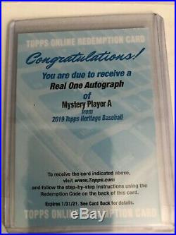 2019 Topps Heritage Mystery Player A (Vlad Guerrero Jr) Redemption Auto
