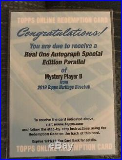2019 Topps Heritage Mystery Player B Auto Special Edition Parallel Redemption