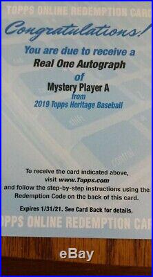 2019 Topps Heritage Real One Auto Mystery Player A Redemption Unused