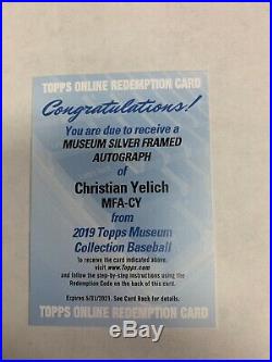 2019 Topps Museum Collection Silver Framed Christian Yelich Auto Redemption /15
