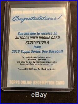 2019 Topps Series 1 Mystery Redemption RC (A) Vladimir Guerrero JR Auto