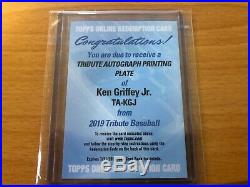 2019 Topps Tribute Ken Griffey jr 1/1 Printing Plate auto Redemption unused Mari