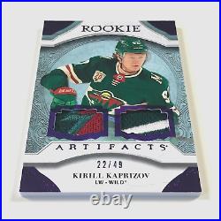 2020-21 Artifacts KIRILL KAPRIZOV /49 Purple Dual Jersey Patch Rookie Redemption