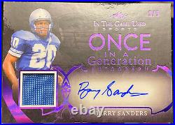 2020 Leaf In The Game Used Barry Sanders Once In A Generation Auto Patch 3/5 HOF