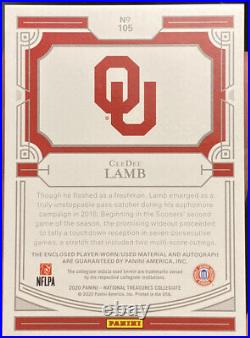 2020 National Treasures CeeDee Lamb National Championship Game Patch Auto /5 SSP