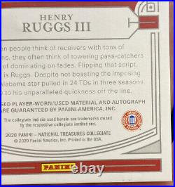 2020 National Treasures Henry Ruggs lll Citrus Bowl Game Patch Auto Rookie 6/10