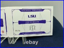 2020 National Treasures Joe Burrow #2 Rookie Patch Auto 5/25 SSP Booklet LSU