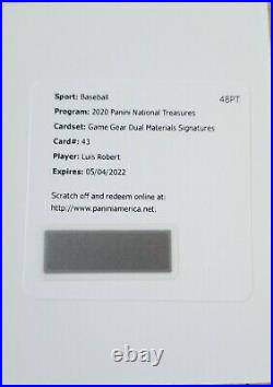 2020 National Treasures Luis Robert Game Gear Dual Materials Auto RC, Redemption