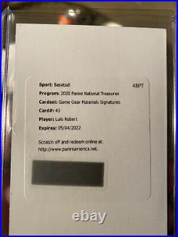 2020 National Treasures Luis Robert Game Gear Dual Materials Auto RC Redemption