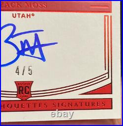 2020 National Treasures Zack Moss #136 Bowl Game Patch Rookie Auto RPA 4/5 Utah