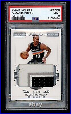 2020 Panini Flawless DeMar DeRozan Jumbo Game Used 3 Color Patch /20 PSA 9 Mint