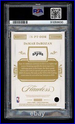 2020 Panini Flawless DeMar DeRozan Jumbo Game Used 3 Color Patch /20 PSA 9 Mint