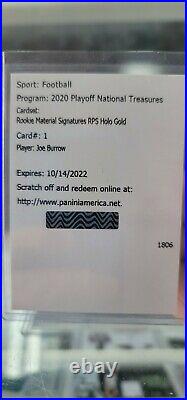 2020 Panini National Treasures Joe Burrow Rps Auto Holo Gold #/10 Redemption