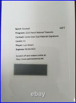 2020 Panini National Treasures Luis Robert Game Gear Dual Auto Rc Redemption