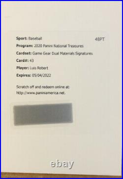 2020 Panini National Treasures Luis Robert Game Gear Dual Auto Redemption