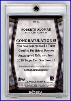 2020 Topps Tier One Roberto Alomar Game Used Jumbo Patch Auto /10 Mets HOF