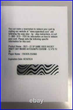 2021-22 SP Game Used Draft Day Marks TREVOR ZEGRAS #/35 Rookie Patch Auto? RPA