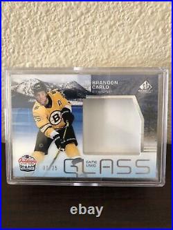 2021-22 Upper Deck SP Game Used Glass Brandon Carlo /25 Lake Tahoe Redemption