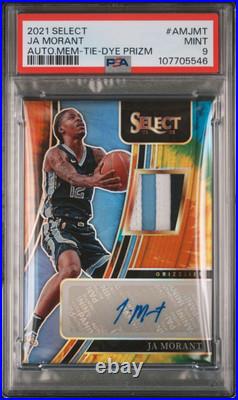 2021 Select Ja Morant Tie Dye Prizm Patch Auto /25 (Game Worn) PSA 9