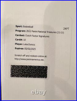 2022-23 National Treasures Luka Doncic GAME WORN Patch Auto /49 Mavs Redemption