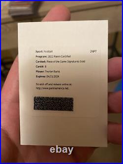 2022 Certified TREYLON BURKS Piece of the Game RPA Auto Gold Redemption