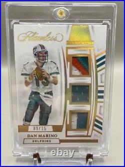 2022 Flawless Tri-Color Game Worn Patch Dan Marino! 9/15 MIAMI DOLPHINS