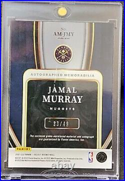 2022 Select Game used patch Auto Jamal Murray 5/49 rare redemption Nuggets