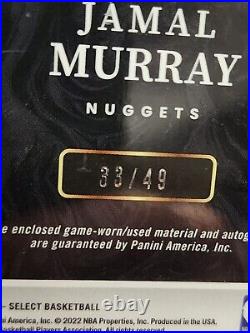 2022 Select Game used patch Auto Jamal Murray 5/49 rare redemption Nuggets