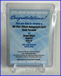 2022 Topps Shohei Ohtani Gold Parallel All Star Stitch Autograph REDEMPTION Card