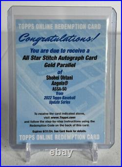 2022 Topps Shohei Ohtani Gold Parallel All Star Stitch Autograph REDEMPTION Card
