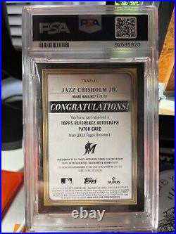 2023 Topps Series 1 Jazz Chisholm Jr Reverence Patch Auto 2/5 PSA 8 Auto 10