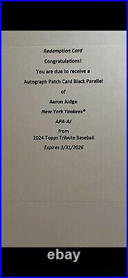 2024 Topps Tribute # 1/1 Aaron Judge Autograph Patch Black Redemption