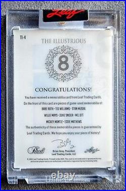 22 Leaf Pearl Babe Ruth Mickey Mantle Ted Williams Mays 8 Patch Bat #1/1 Encased