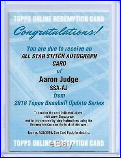 Aaron Judge 2018 Topps Update All-Star Stitches Patch Auto #/25 NEW Redemption