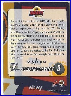 Alexander Svitov 2001-02 Be A Player BAP Memorabilia Draft Redemption /100 PR52