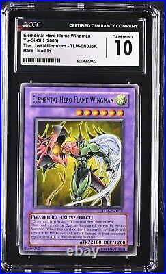 CGC 10 Yugioh Elemental Hero Flame Wingman TLM-EN035K Redemption Mail-In 023